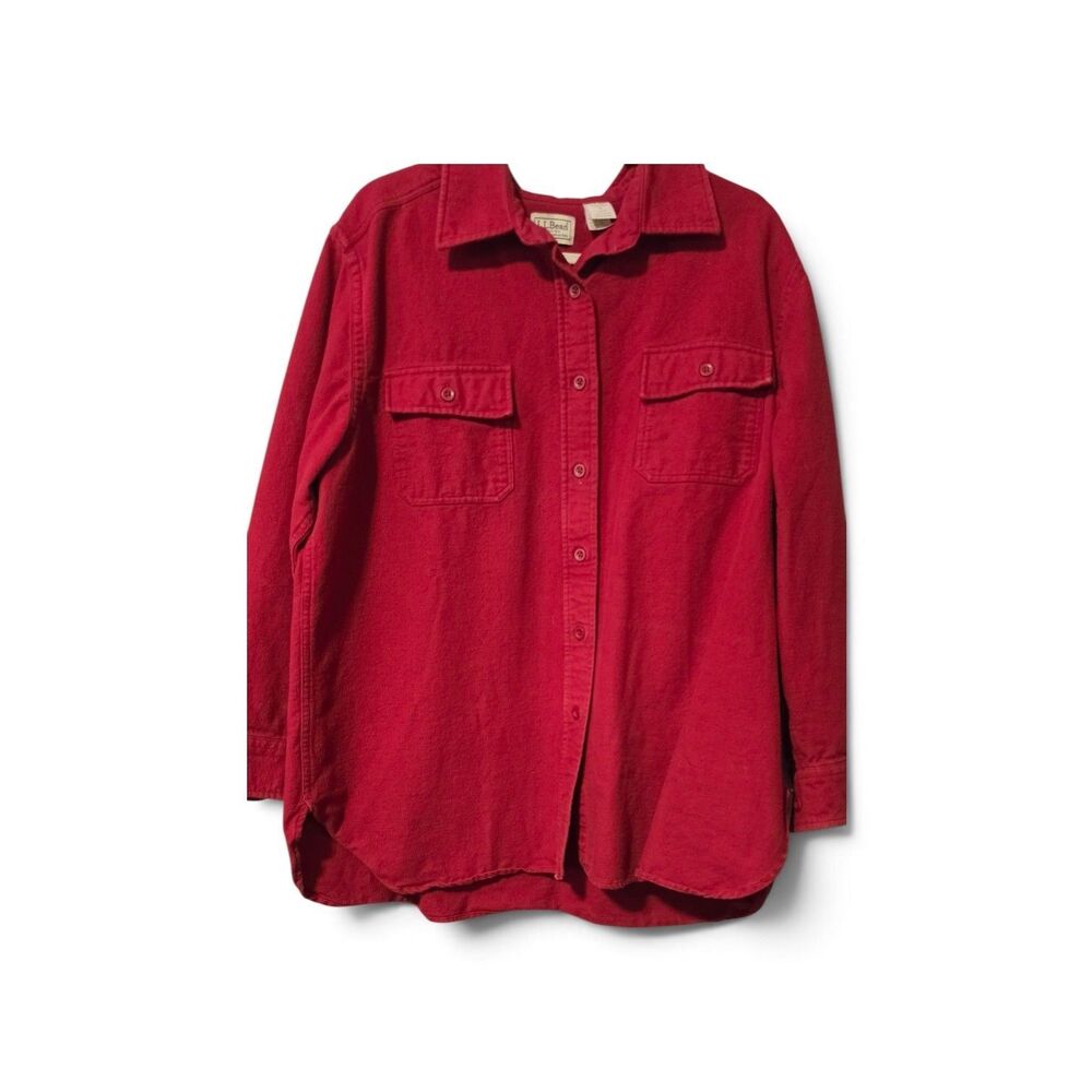 L.L.Bean Plus Size 2X Plaid 100% Cotton Medium WeigButton Down Shirt Burgundy
